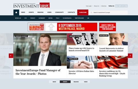 Investment Europe's new responsive website shown on a Macbook