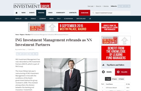 Investment Europe's new responsive website shown on a Macbook
