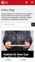 JLL's Cities blog shown on an iPhone