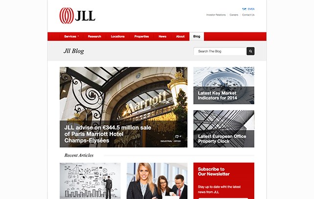 JLL's blog shown on a Macbook