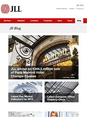 JLL's blog shown on a tablet