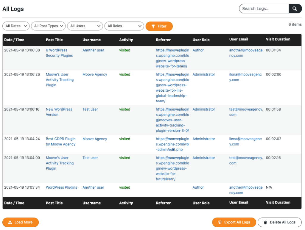 User Activity Tracking and Log