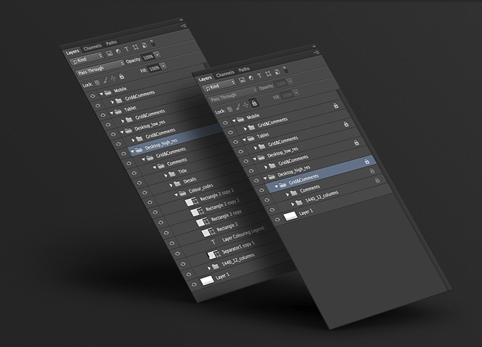We’ve been conscious of the way we name the main layer groups in our PSD file structure, so naming conventions are in place as well.